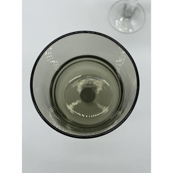 Pier 1 Goblet Black 12 Oz Double Dip Mouth Blown MCM Style Bar Ware Set Of 4 - Picture 5 of 6